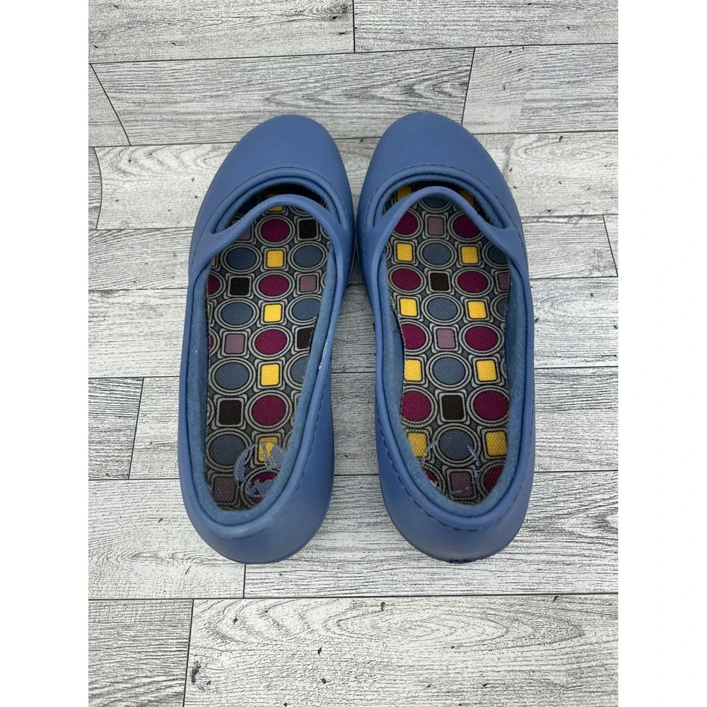 Crocs Shayna Mary Jane Flats Women  6 Navy Blue Geometric Footbed Slip On Shoes